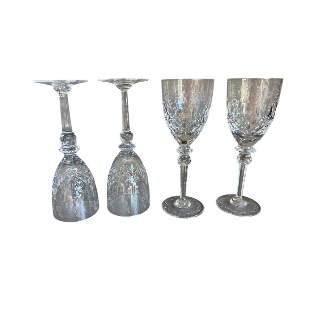 Vintage Rogaska Gallia Cut Crystal Water Goblets Glasses Set Of 4